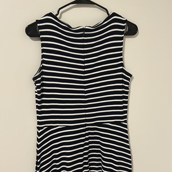 Talbots 100% Cotton Navy Blue and White Striped Dress  Coastal Size Small - Picture 5 of 6